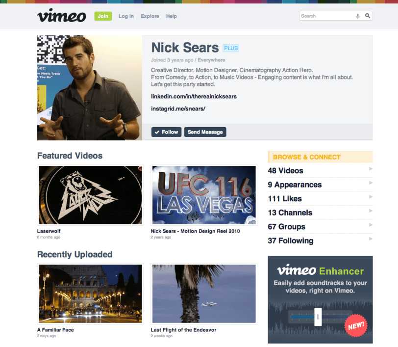 Nick Sears Vimeo Page